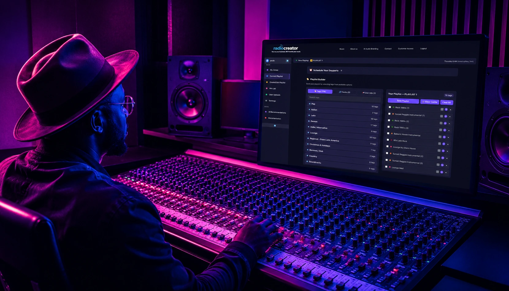 Estudio de RadioCreator &mdash; el equipo que maneja tu m&uacute;sica