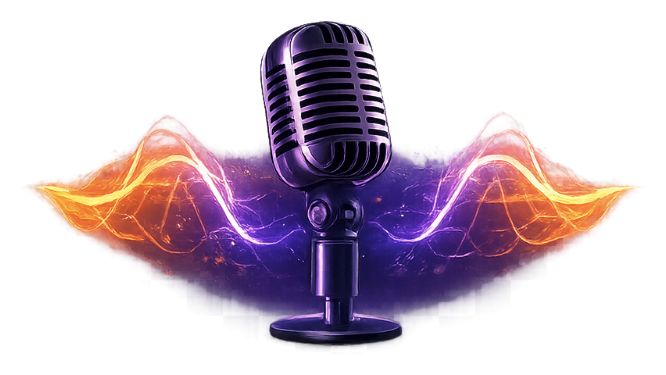 Microphone with sound waves &mdash; AI-generated voice spots
