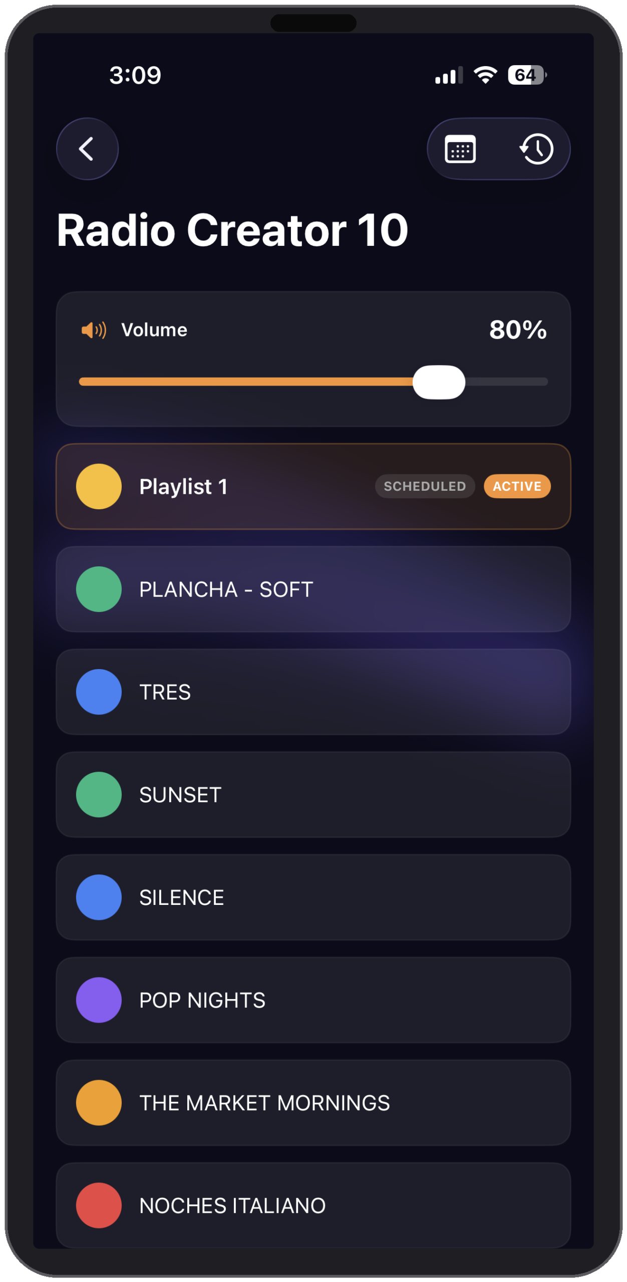 RadioCreator Remote Control App on iPhone